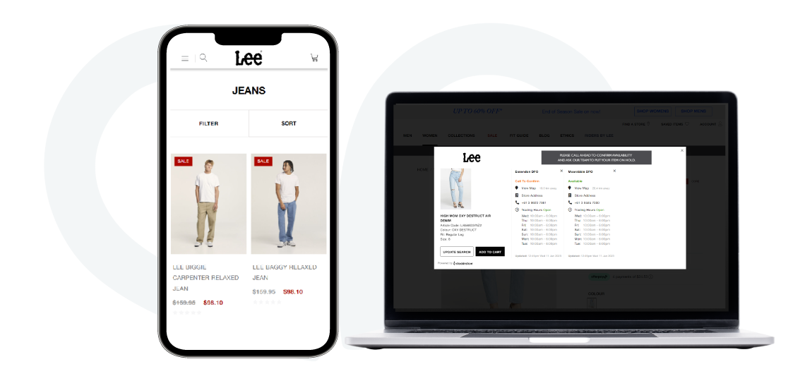 Lee Jeans Australia Integrates Find in Store stockinstore